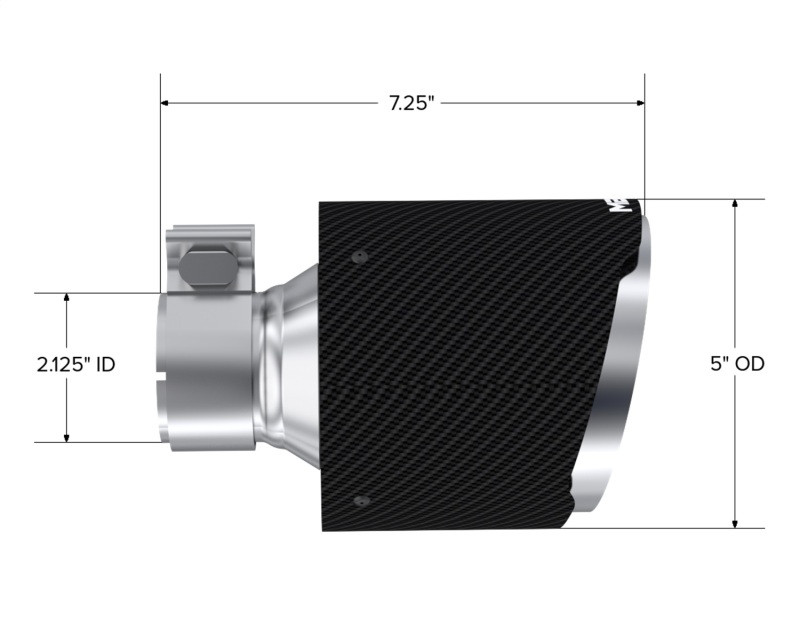 MBRP CF Tip 2.125in ID, 5in OD Out, 7.25in Length, Pair 17-25 BRZ/GR86 - T5202CF Photo - Unmounted