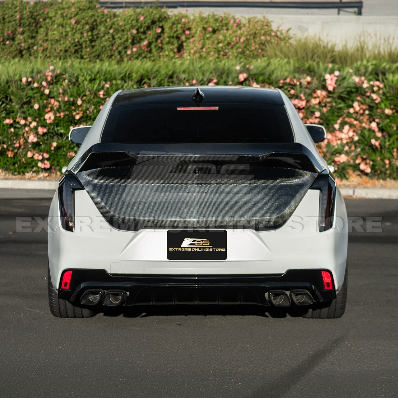 EOS Carbon Fiber Trunk w. Integrated Spoiler - 2022+ Cadillac CT4-V (TRUNK-1193-BKCF)
