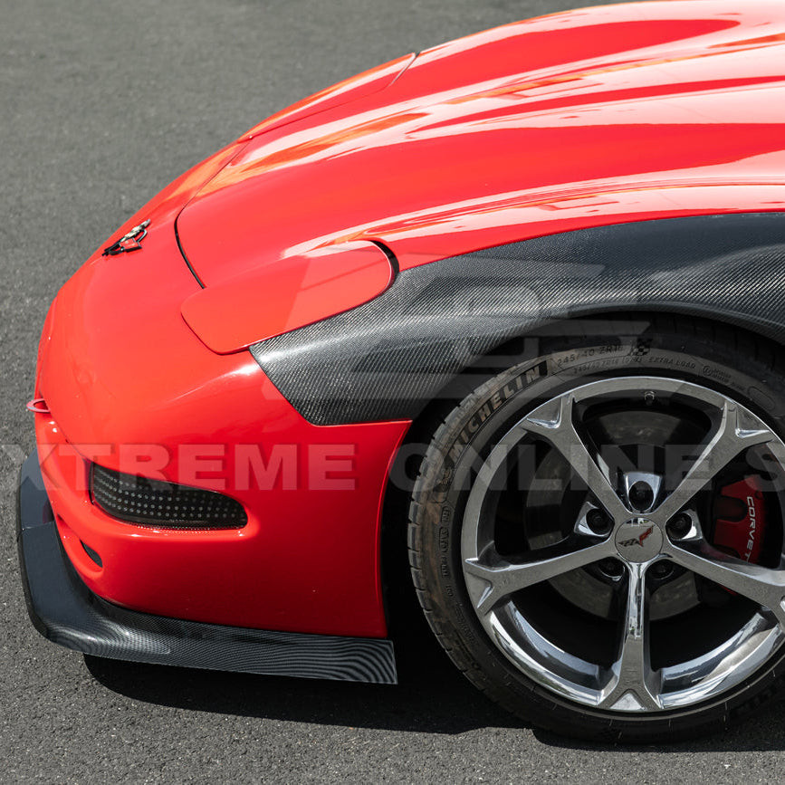 EOS Front Splitter & Side Skirts - Hydro-Dipped Carbon - 97-04 C5 Corvette (FLIP-548-CFLK_SS-229-CFLK)