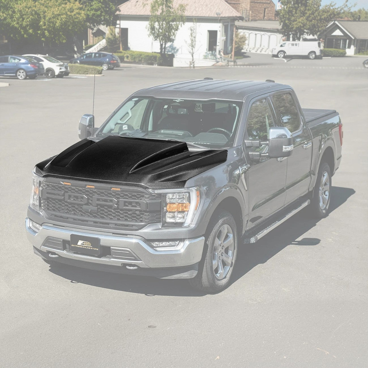 EOS Carbon Fiber Cowl Hood - 2021+ Ford F-150 (HOOD-1195-BKCF)
