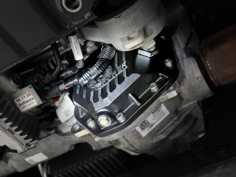 aFe 19-25 GM Trucks Front Diff Cover - Black w/ Machined Fins - 46-71430B Photo - Mounted