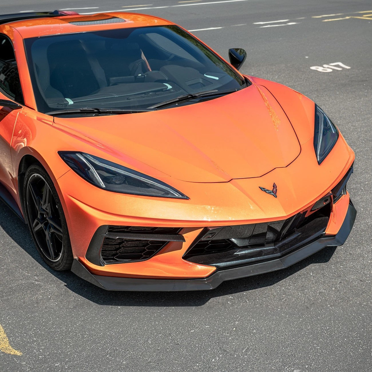 EOS 5VM Style Front Splitter 2 Piece - Carbon  Flash Metallic - C8 Corvette