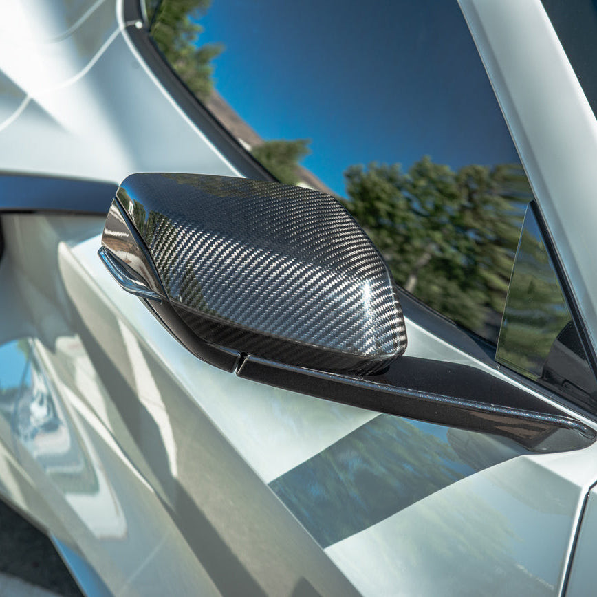 EOS Mirror Covers Upper - Carbon Fiber - C8 Corvette (MC-344-BKCF)