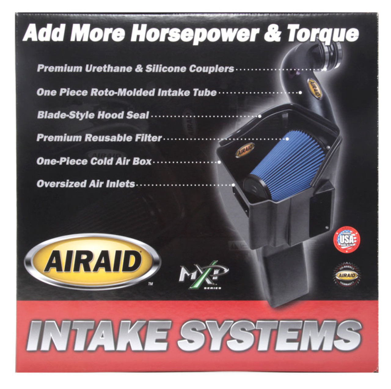 Airaid 05-09 Ford Mustang GT 5.0L Race Only (No MVT) MXP Intake System w/ Tube (Dry / Blue Media) - 453-304