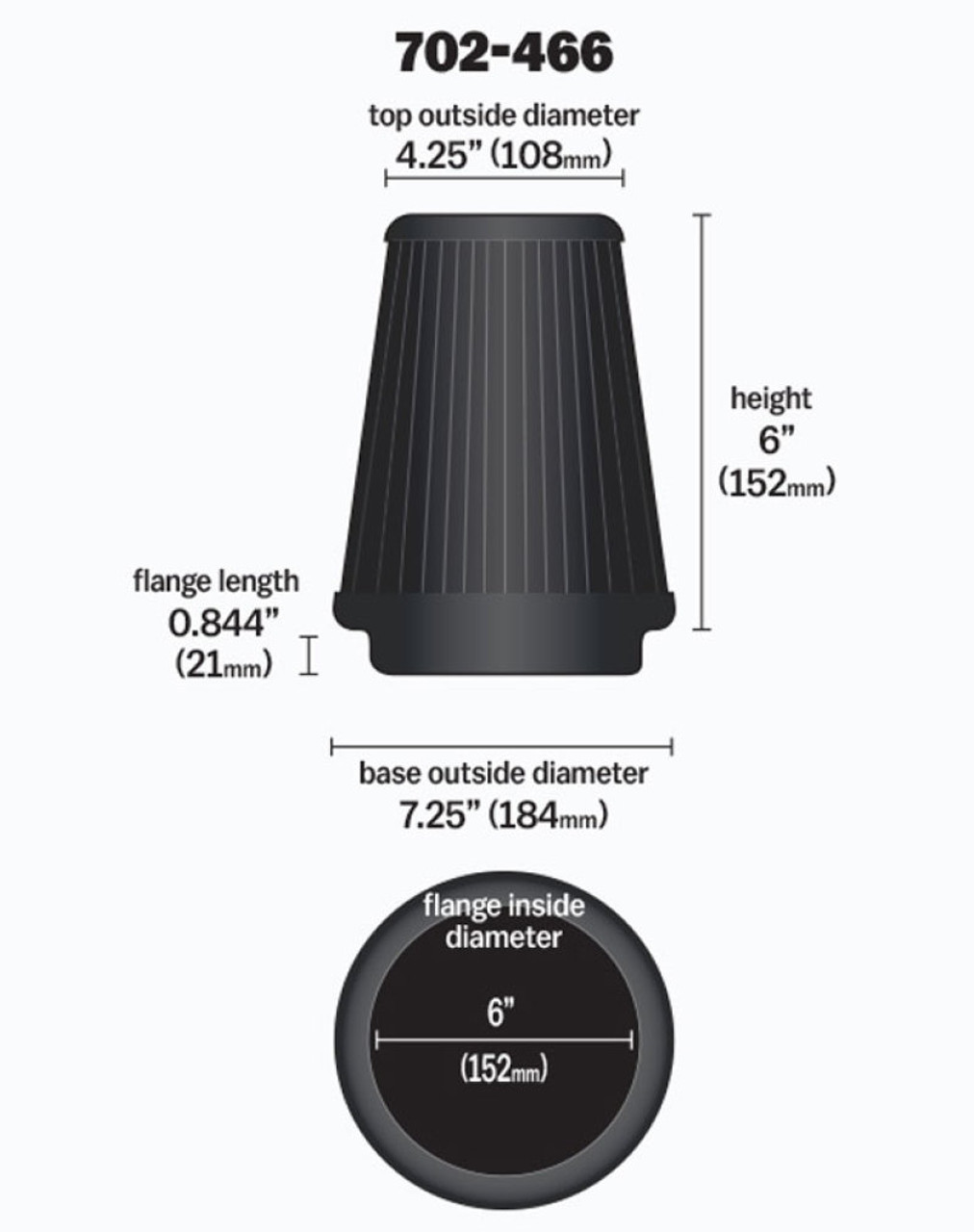Airaid Universal Air Filter - Cone 6 x 7 1/4 x 4 3/4 x 6 - Blue SynthaMax - 702-466
