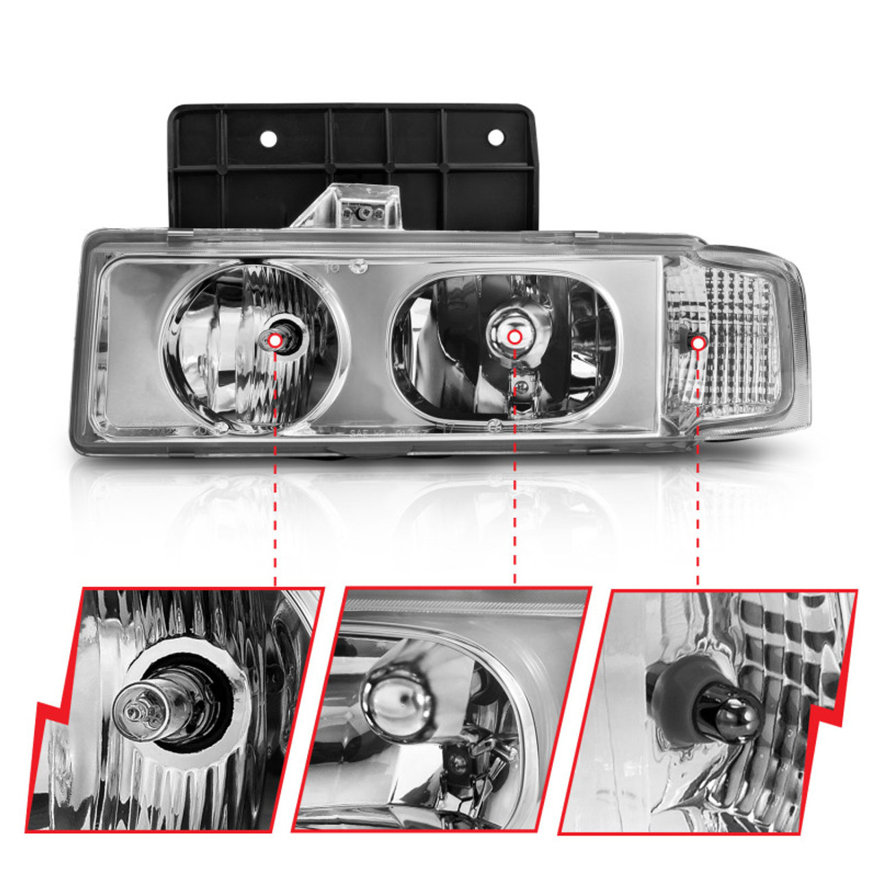 ANZO 1995-2005 Chevrolet Astro Van Crystal Headlights Chrome 1pc - 111001
