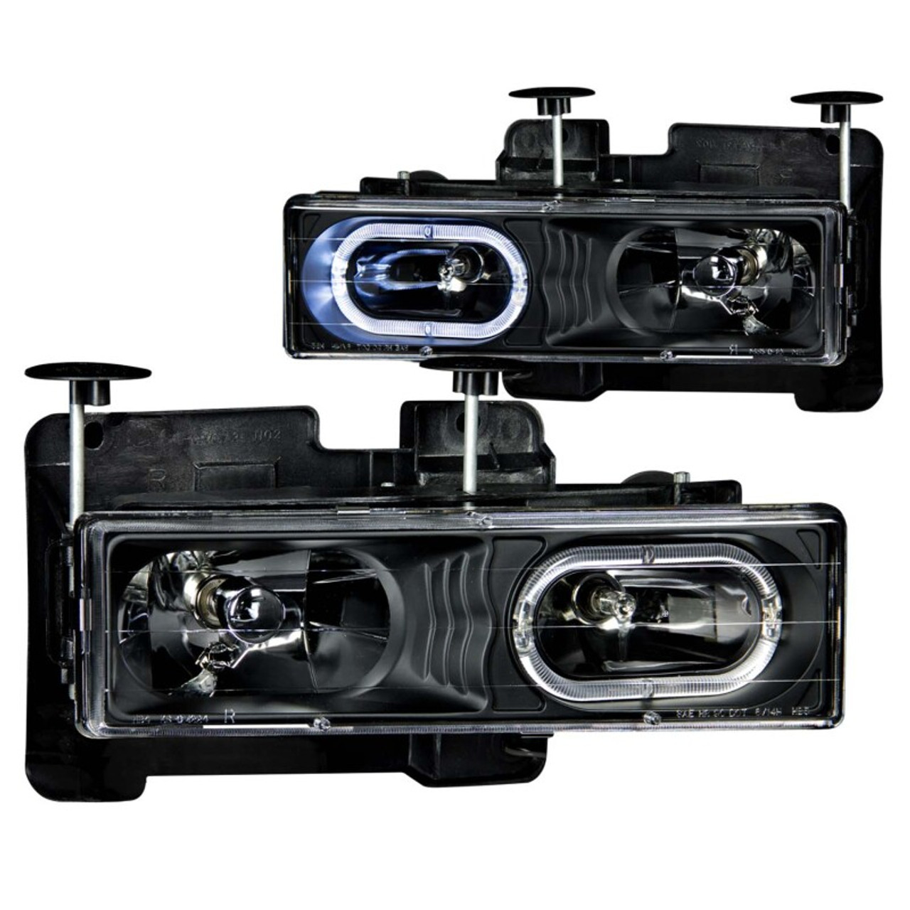 ANZO 1988-1998 Chevrolet C1500 Crystal Headlights Black w/ Halo - 111007