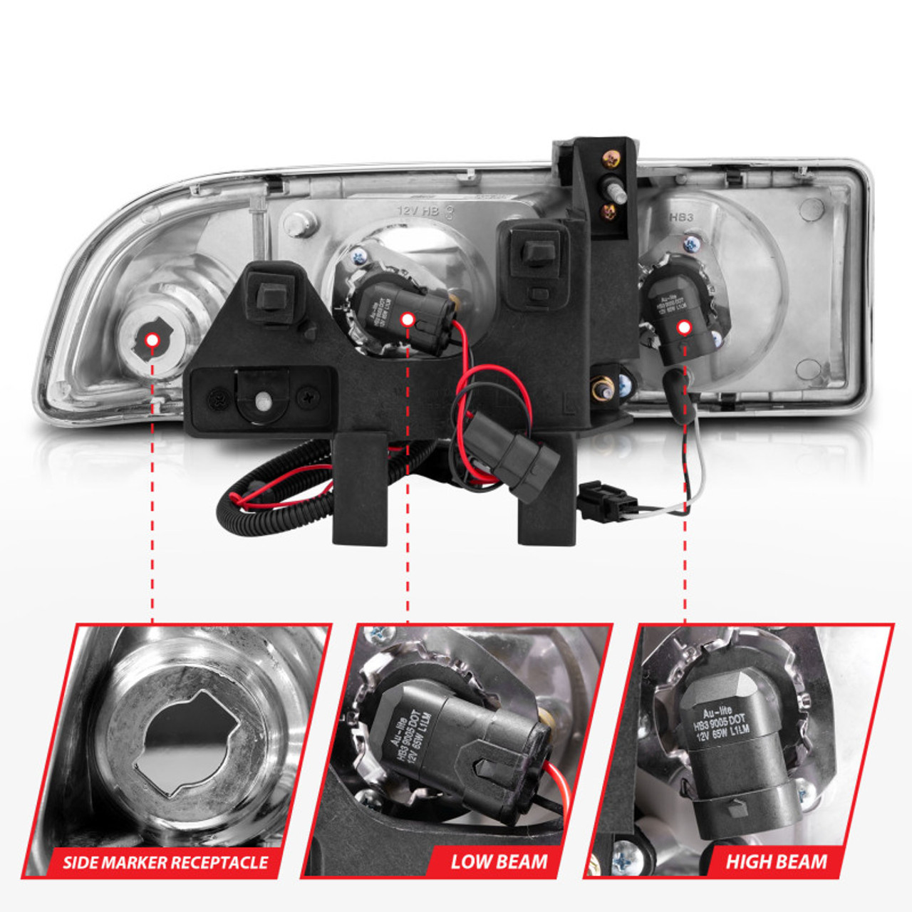 ANZO 1998-2005 Chevrolet S-10 Projector Headlights w/ Halo Black - 111015