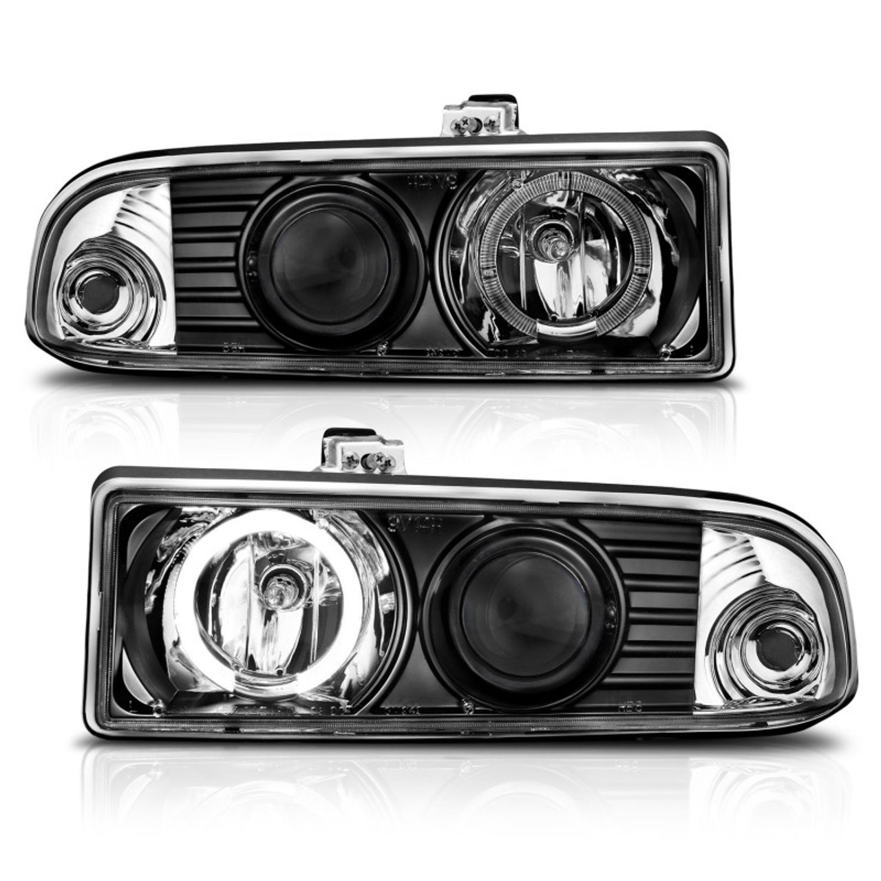 ANZO 1998-2005 Chevrolet S-10 Projector Headlights w/ Halo Black - 111015