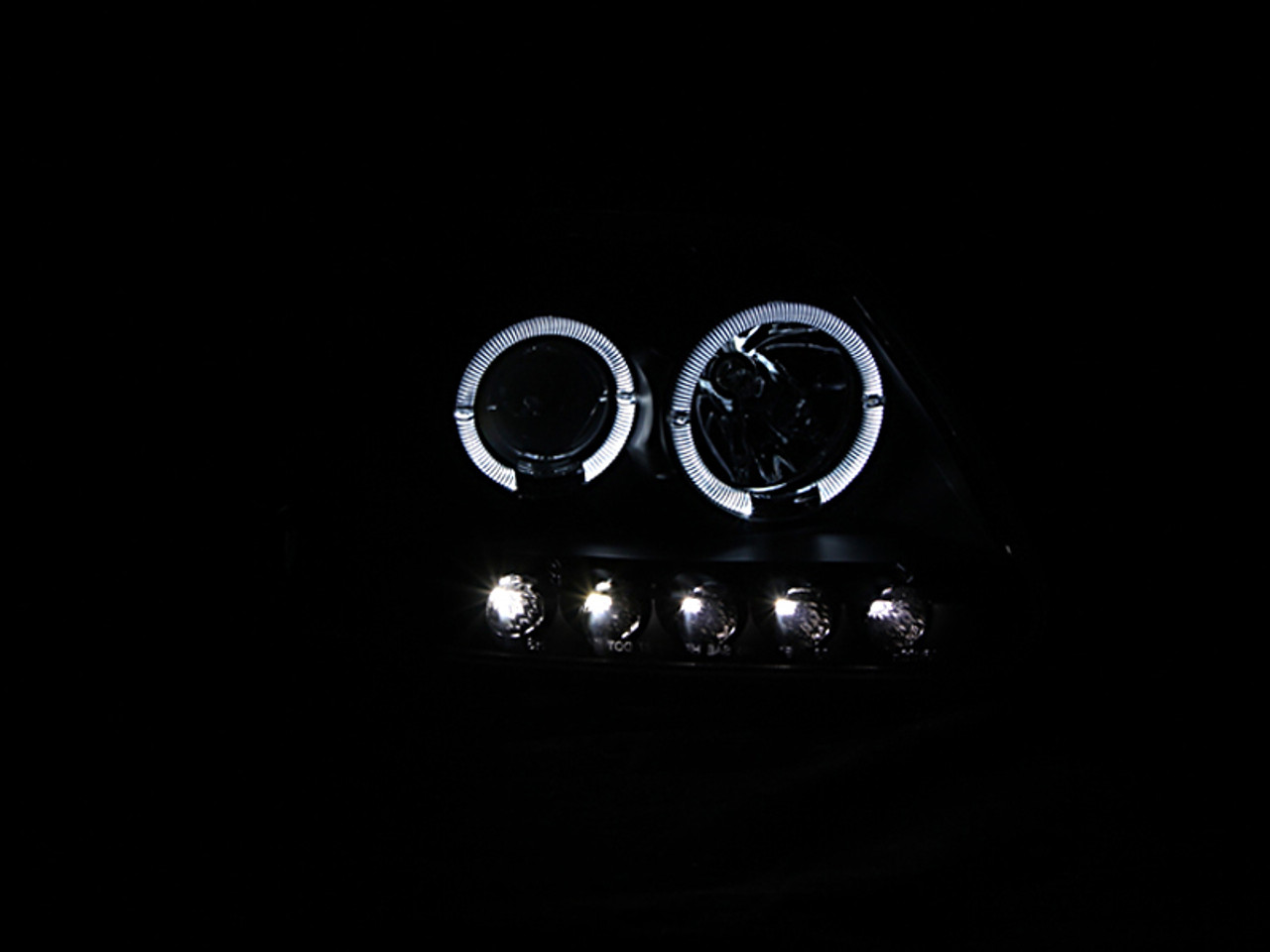 ANZO 1997.5-2003 Ford F-150 Projector Headlights w/ Halo and LED Black 1pc - 111031
