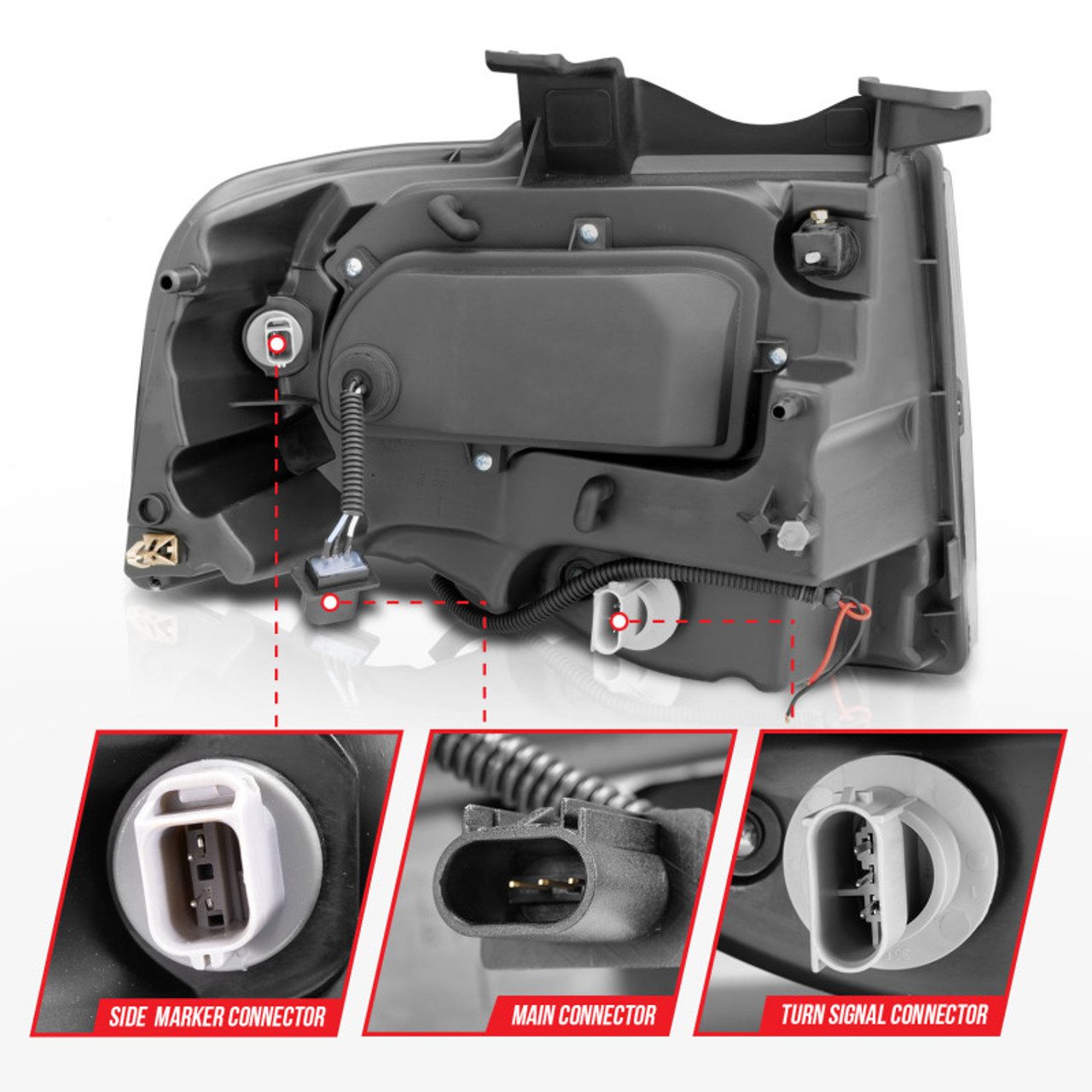 ANZO 2007-2014 Ford Expedition Projector Headlights Chrome - 111114