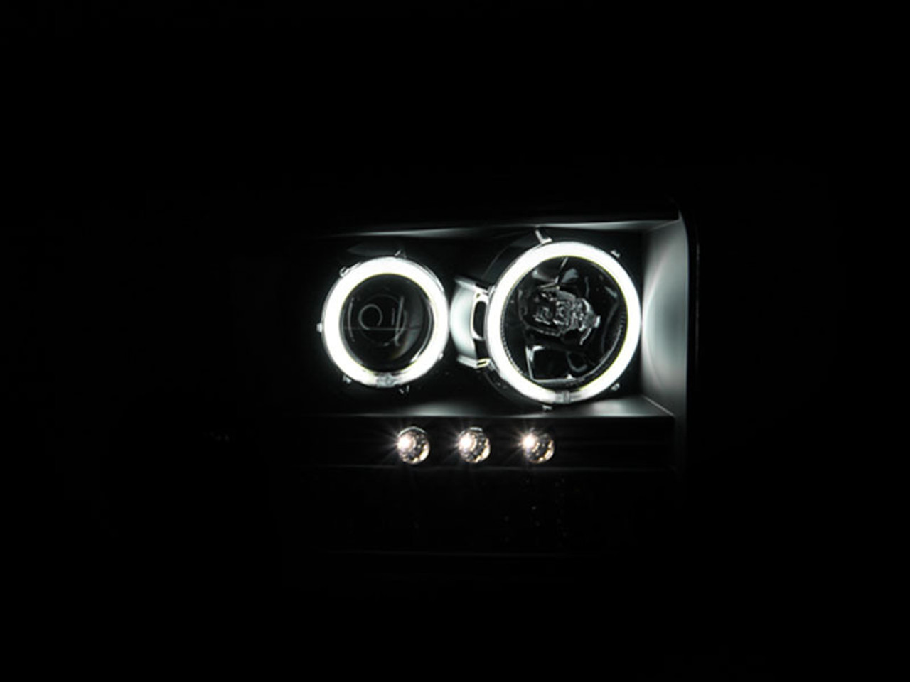 ANZO 2005-2007 Ford Excursion Projector Headlights w/ Halo Black w/ LED Strip (CCFL) 1pc - 111117