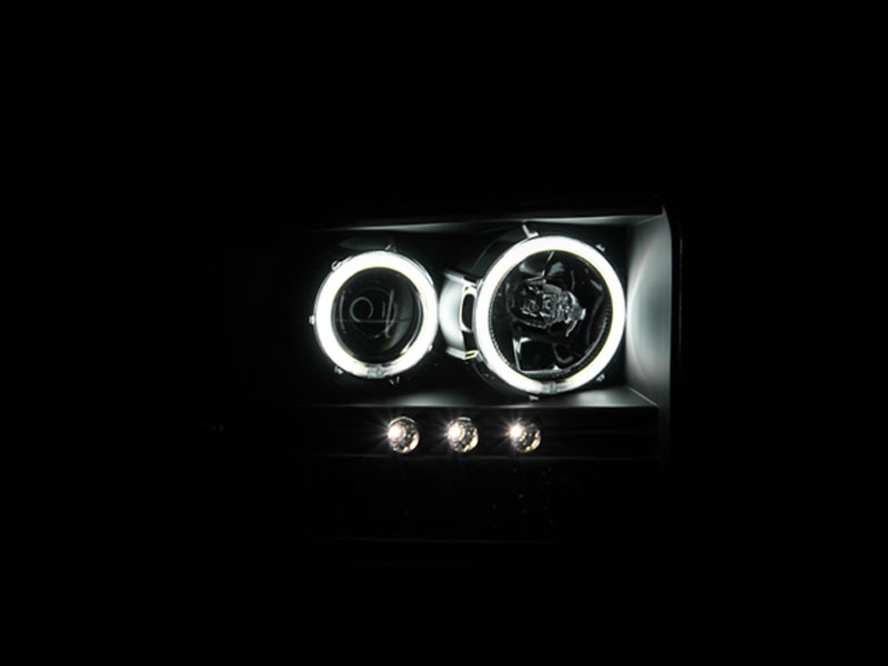 ANZO 2005-2007 Ford Excursion Projector Headlights w/ Halo Black w/ LED Strip (CCFL) 1pc - 111117