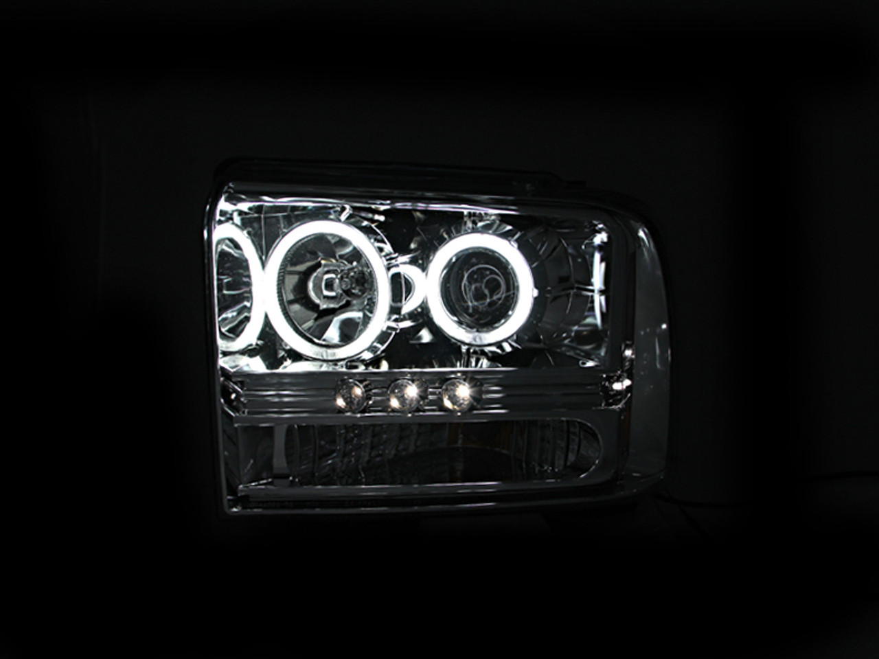 ANZO 2005-2007 Ford Excursion Projector Headlights w/ Halo Chrome w/ LED Strip (CCFL) 1pc - 111118