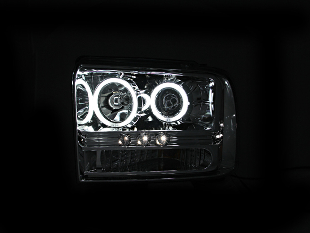 ANZO 2005-2007 Ford Excursion Projector Headlights w/ Halo Chrome w/ LED Strip (CCFL) 1pc - 111118