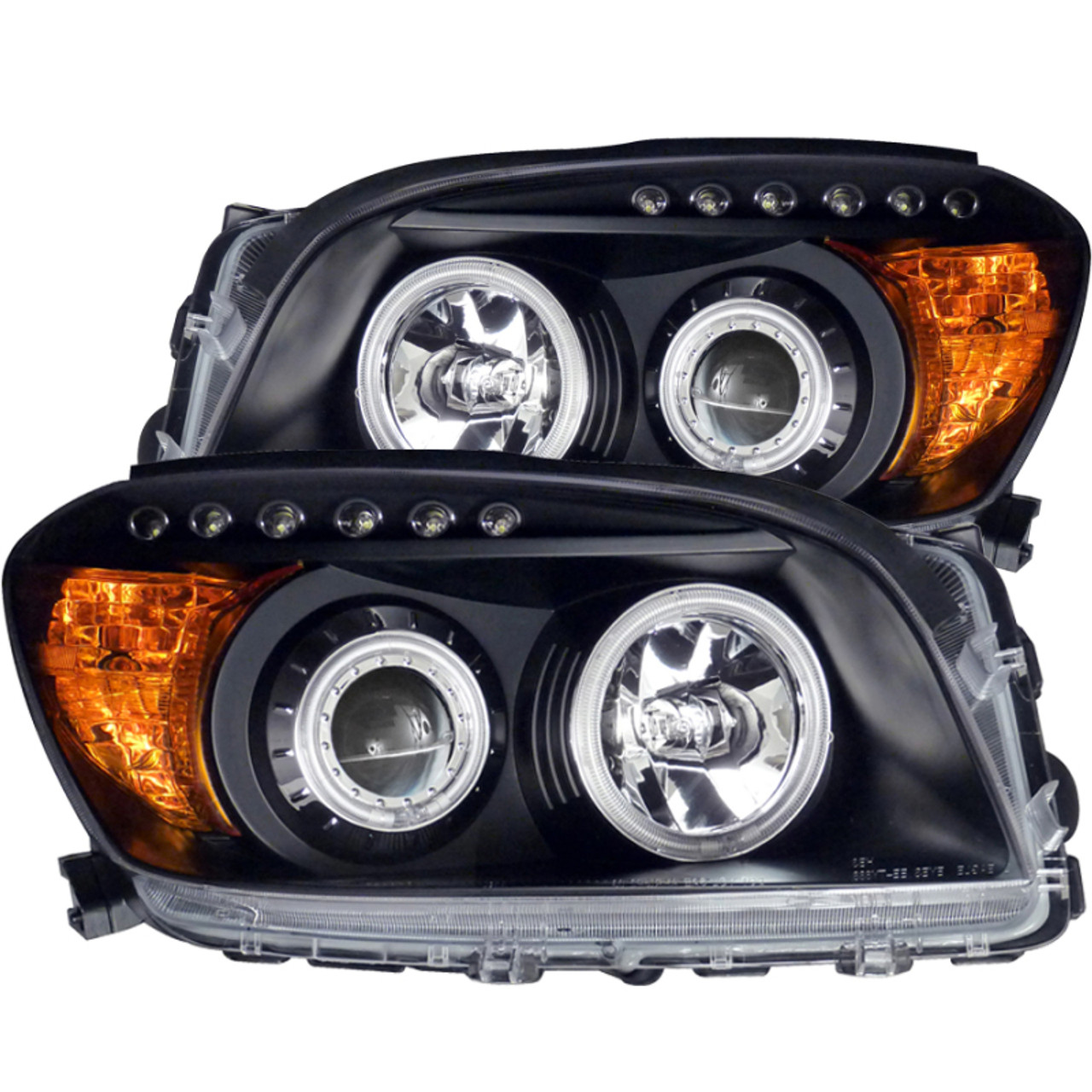 ANZO 2006-2008 Toyota Rav4 Projector Headlights w/ Halo Black - 111120