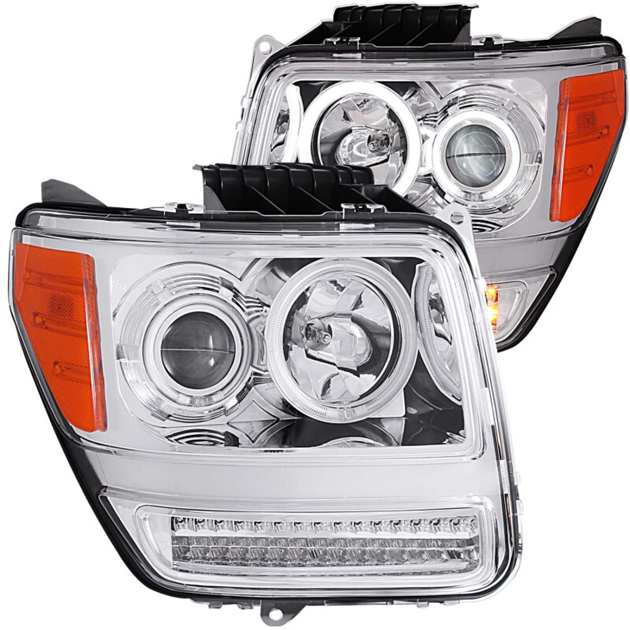 ANZO 2007-2012 Dodge Nitro Projector Headlights w/ Halo Chrome (CCFL) G2 - 111144