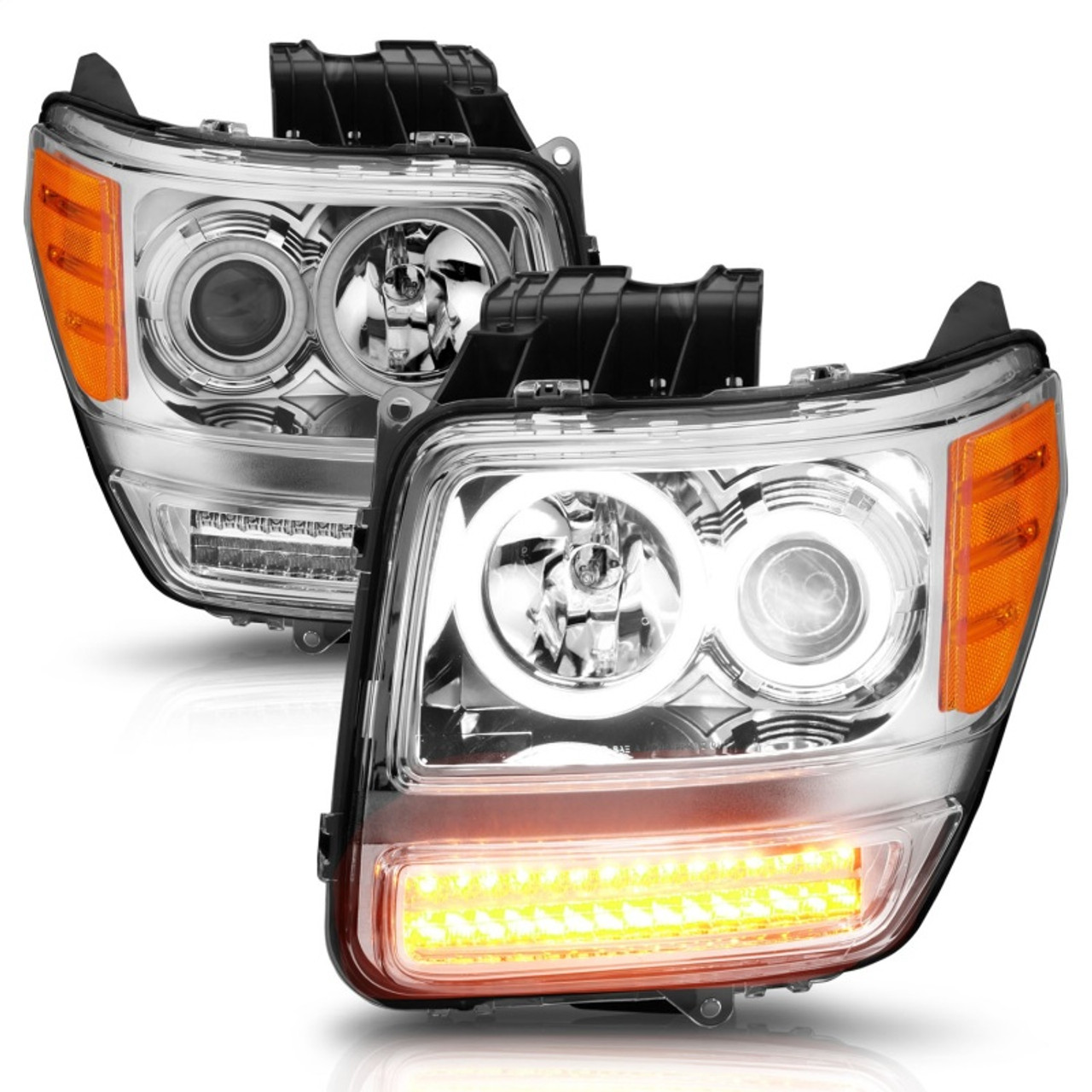 ANZO 2007-2012 Dodge Nitro Projector Headlights w/ Halo Chrome (CCFL) G2 - 111144