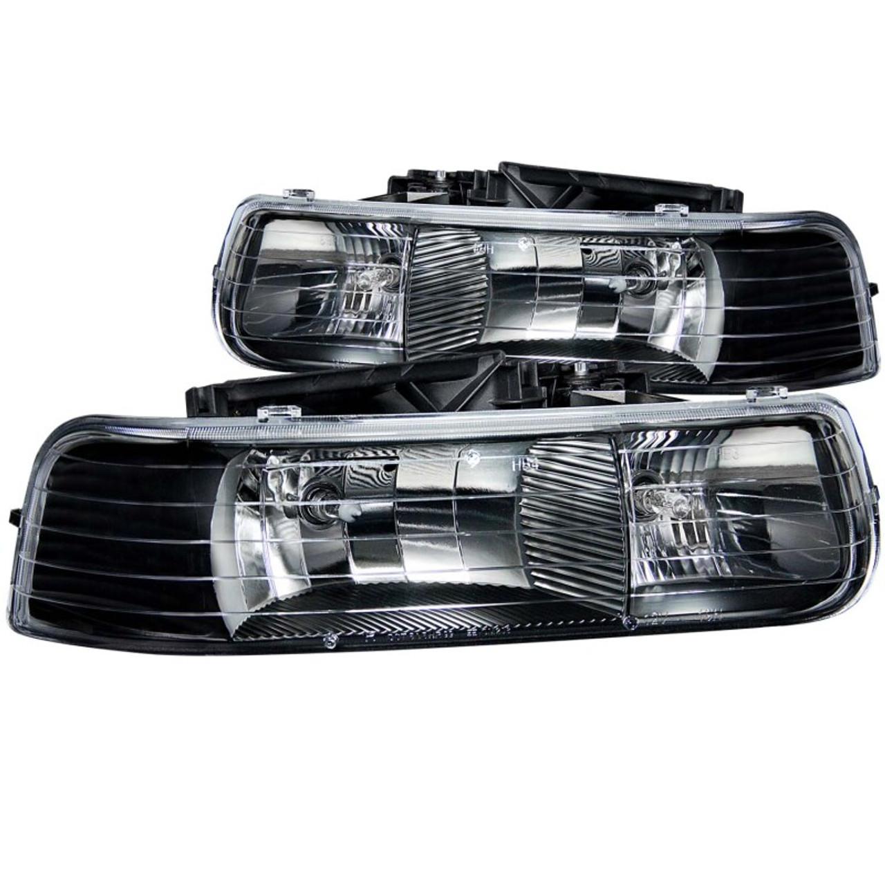 ANZO 1999-2002 Chevrolet Silverado 1500 Crystal Headlights Black - 111155