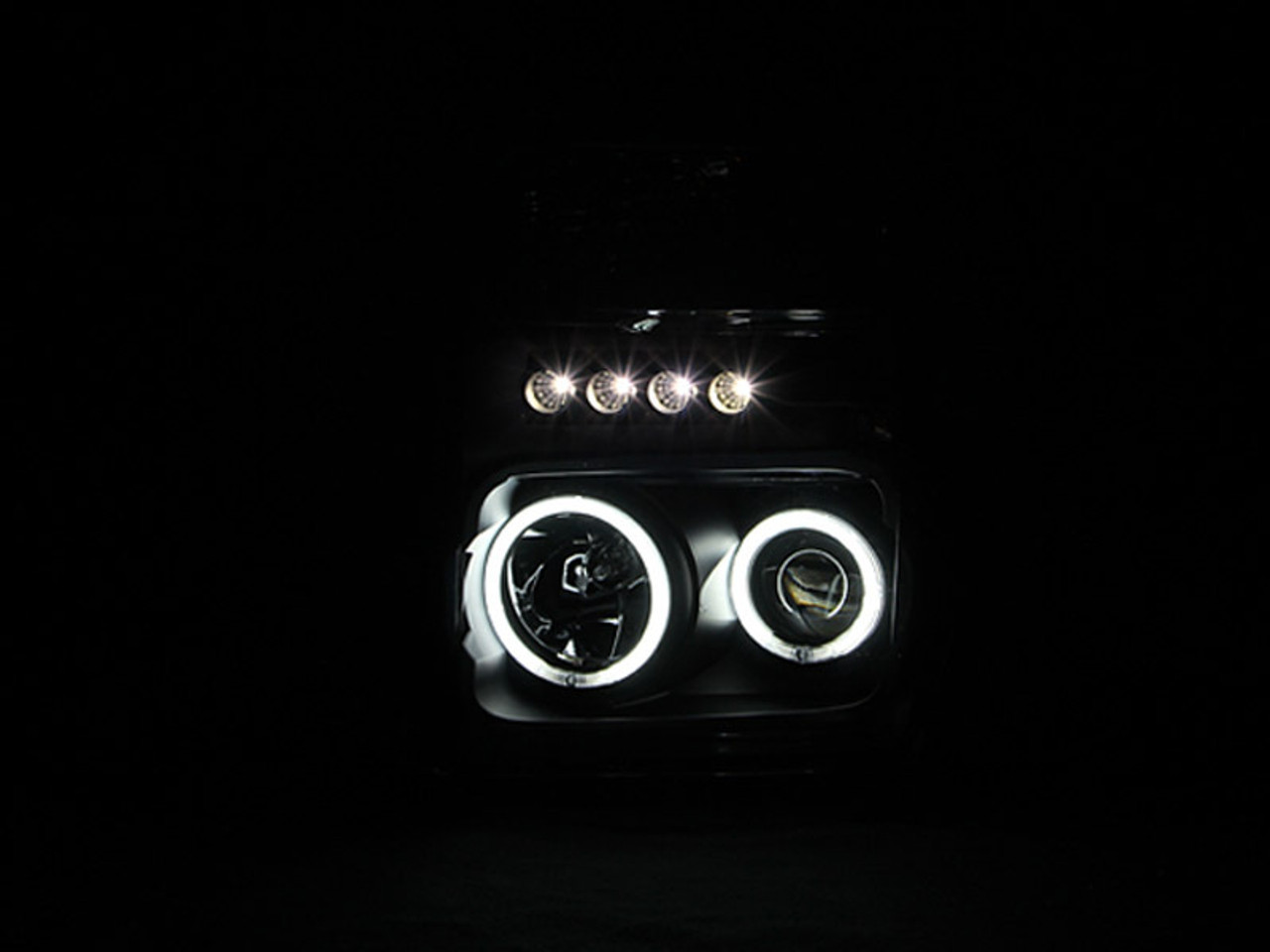 ANZO 2008-2010 Ford F-250 Projector Headlights w/ Halo Black (CCFL) - 111168