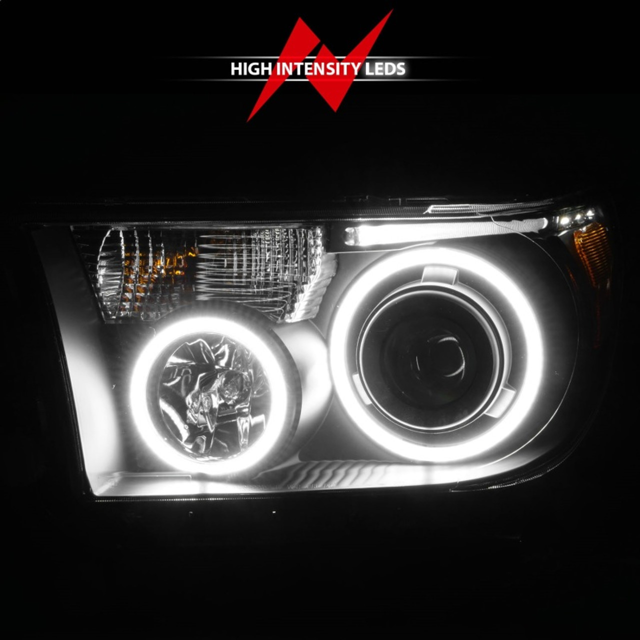 ANZO 2007-2013 Toyota Tundra Projector Headlights w/ Halo Black (CCFL) - 111174