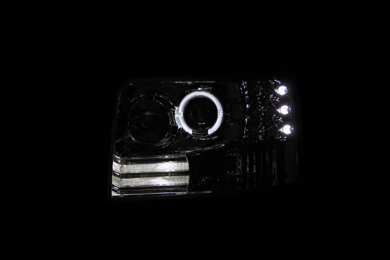 ANZO 1992-1996 Ford F-150 Projector Headlights w/ Halo Chrome w/ Side Markers and Parking Lights - 111183