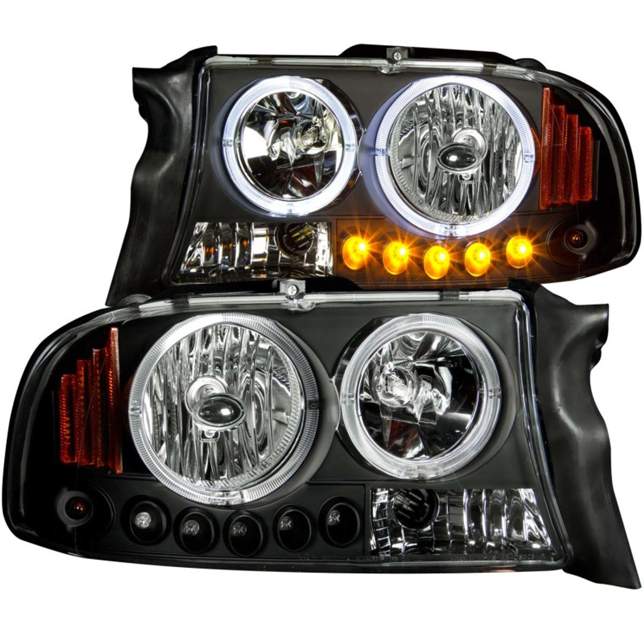 ANZO 1997-2004 Dodge Dakota Projector Headlights w/ Halo Black 1 pc - 111194
