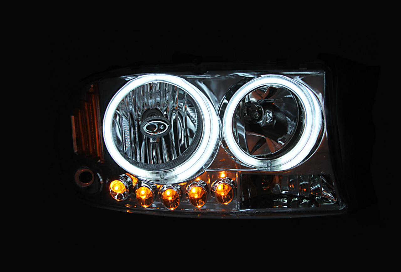 ANZO 1997-2004 Dodge Dakota Projector Headlights w/ Halo Black 1 pc - 111194