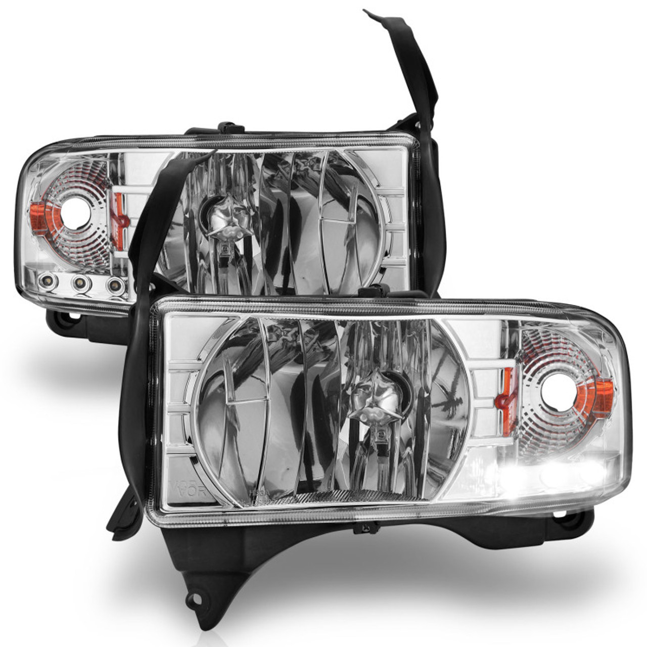 ANZO 1994-2001 Dodge Ram Crystal Headlights Chrome w/ LED - 111206