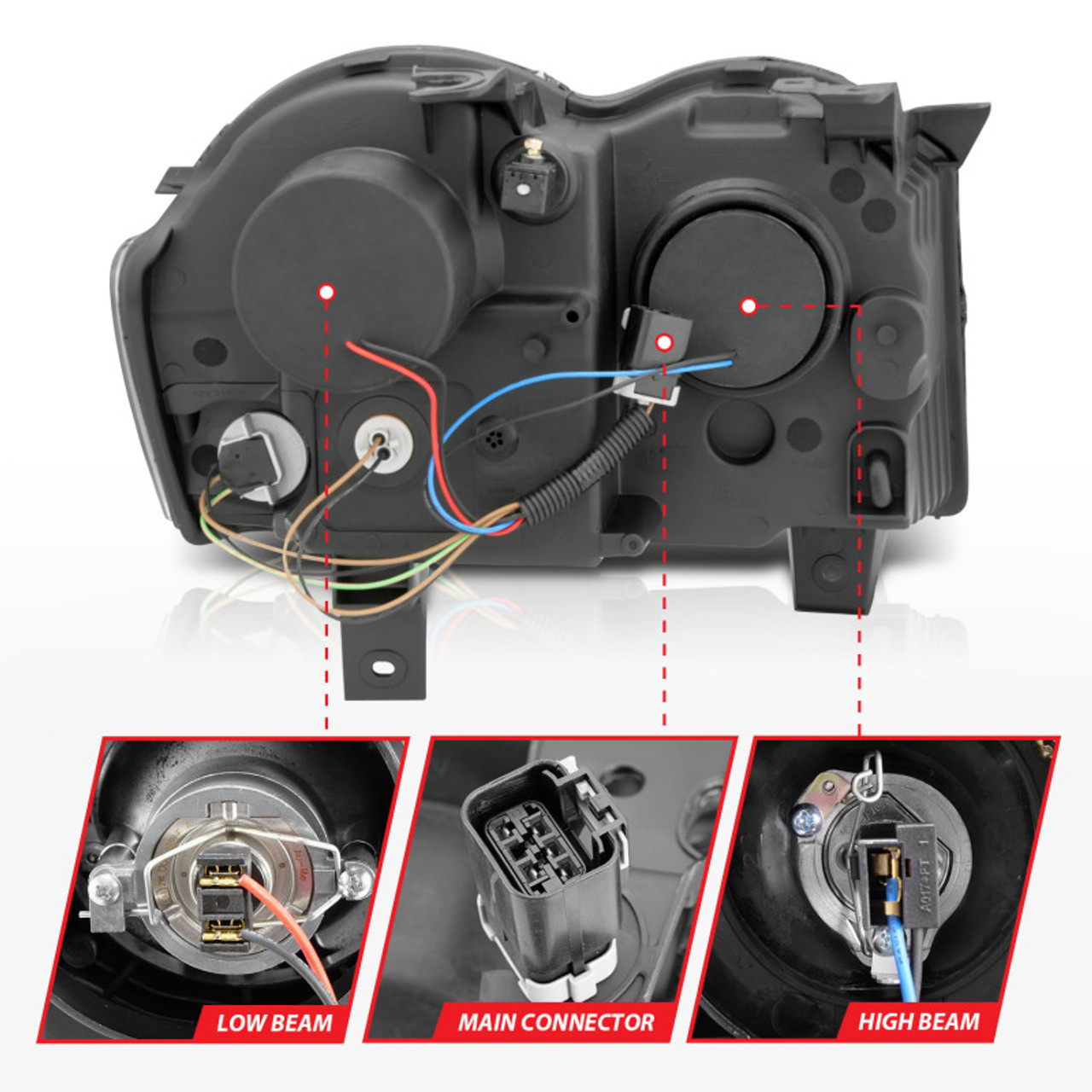 ANZO 2008-2010 Jeep Grand Cherokee Projector Headlights w/ Halo Black (CCFL) - 111213
