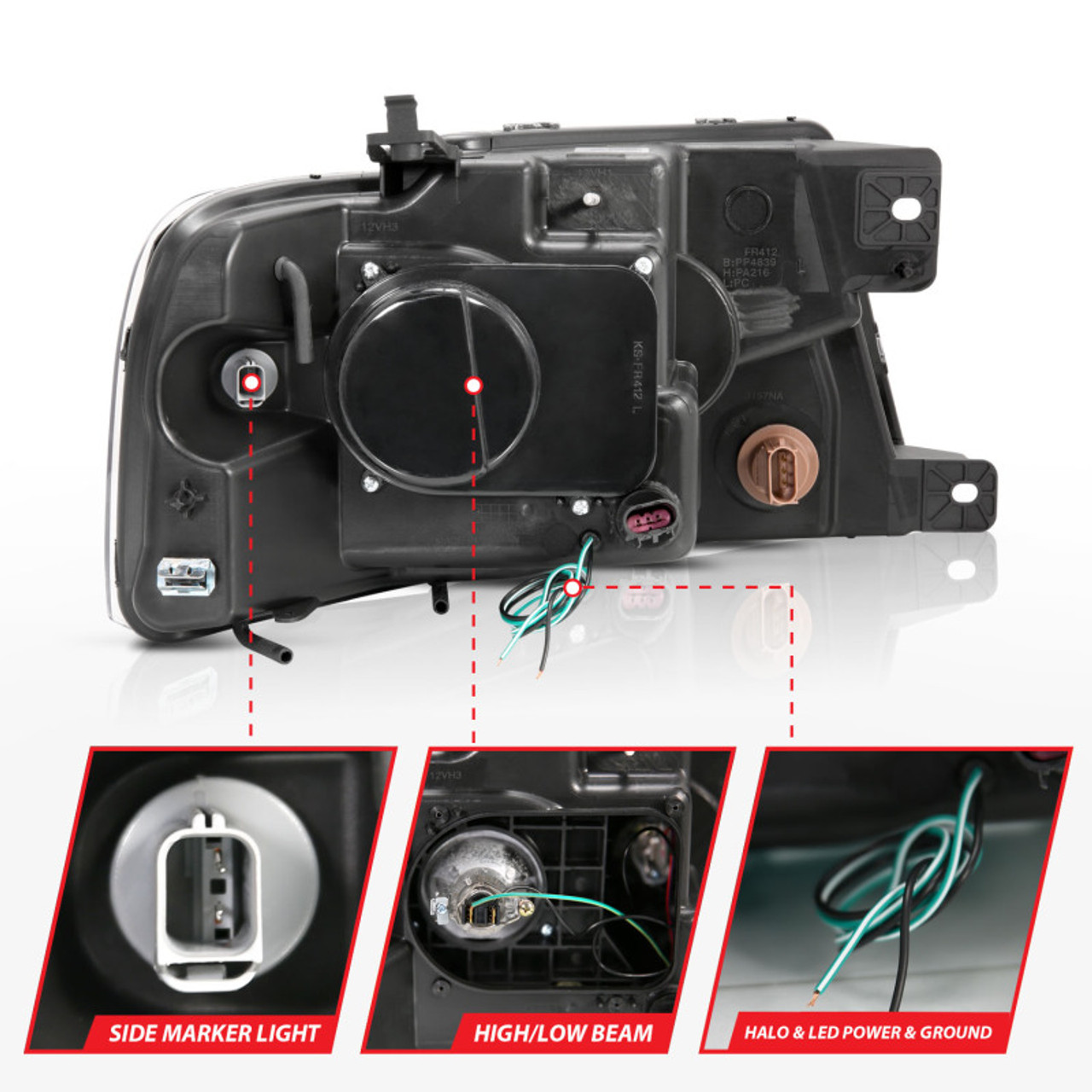 ANZO 2004-2008 Ford F-150 Projector Headlights w/ U-Bar Black - 111288