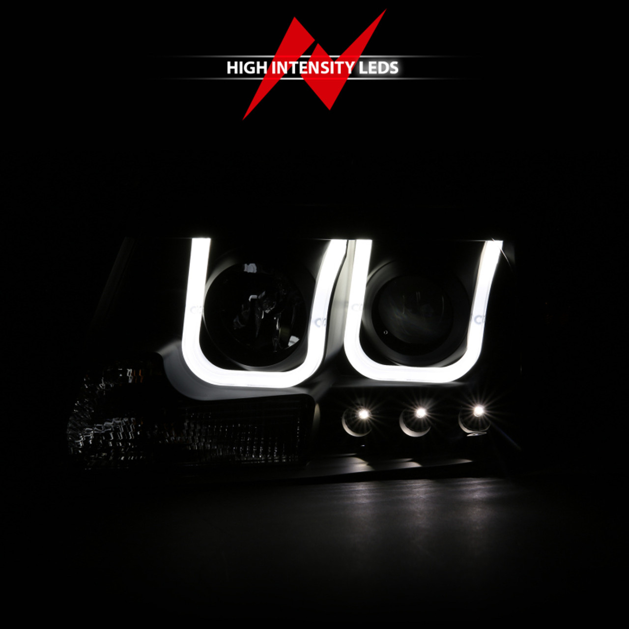 ANZO 2004-2008 Ford F-150 Projector Headlights w/ U-Bar Black - 111288