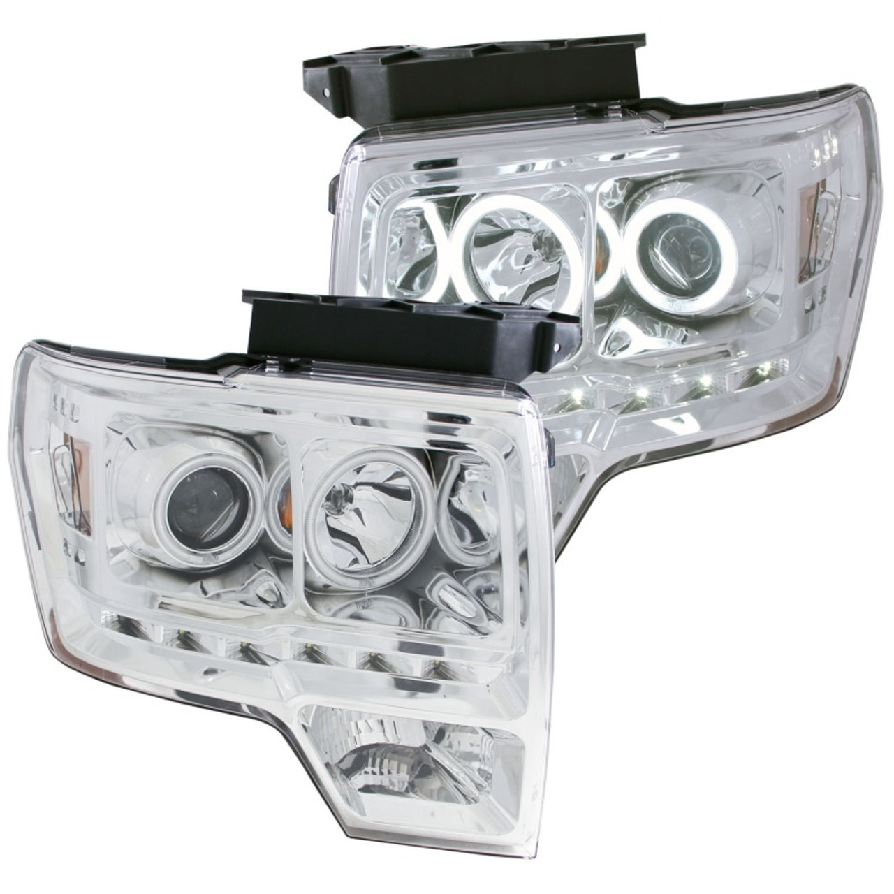 ANZO 2009-2014 Ford F-150 Projector Headlights w/ Halo Chrome (CCFL) G2 - 111297