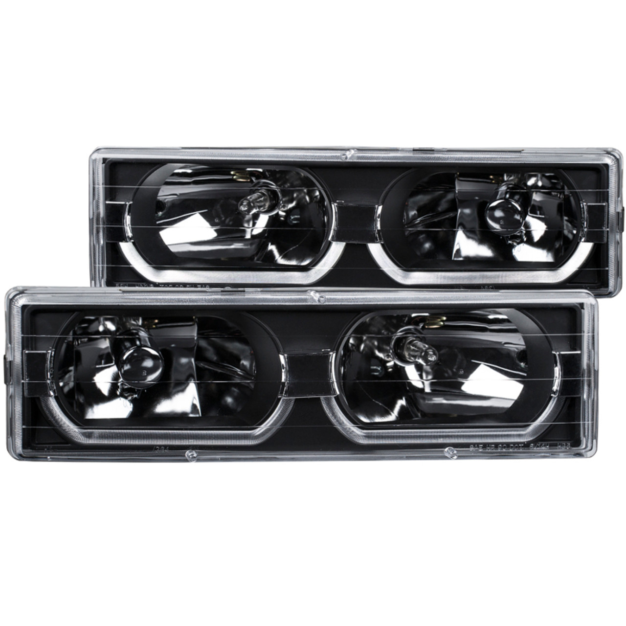 ANZO 1988-1998 Chevrolet C1500 Crystal Headlights Black w/ Low - Brow - 111299