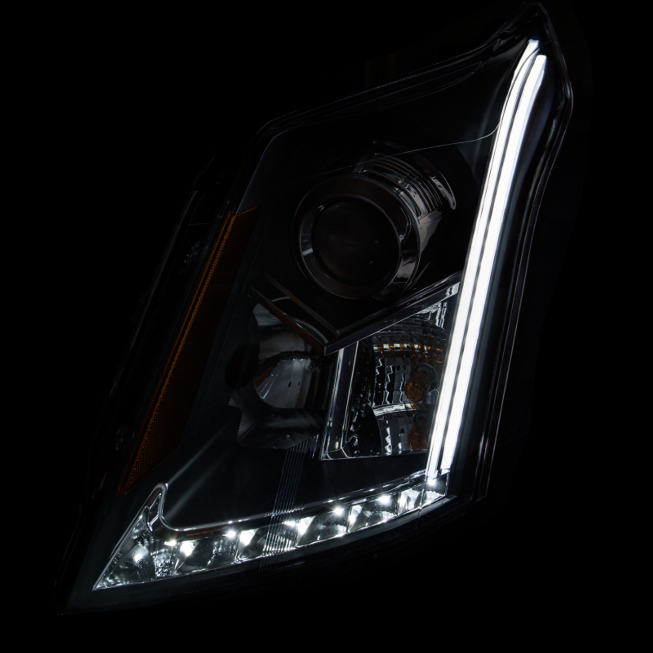 ANZO 2010-2015 Cadillac Srx Projector Headlights w/ Plank Style Design Black - 111308