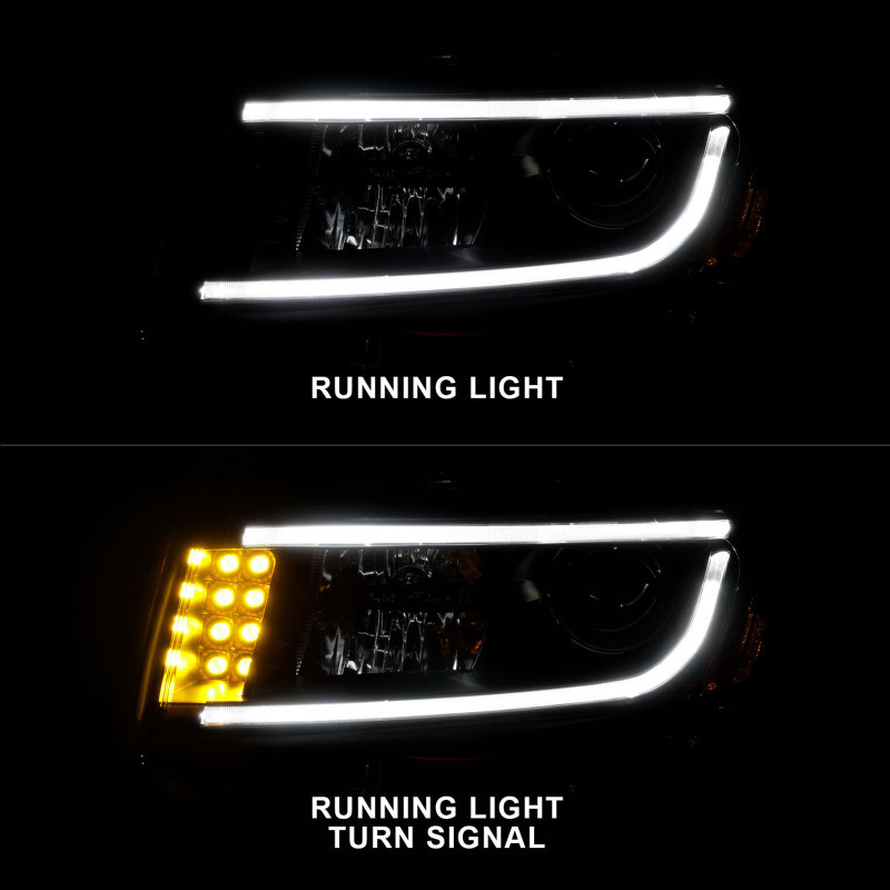 ANZO 2014-2015 Jeep Grand Cherokee Projector Headlights w/ Plank Style Design Black - 111329