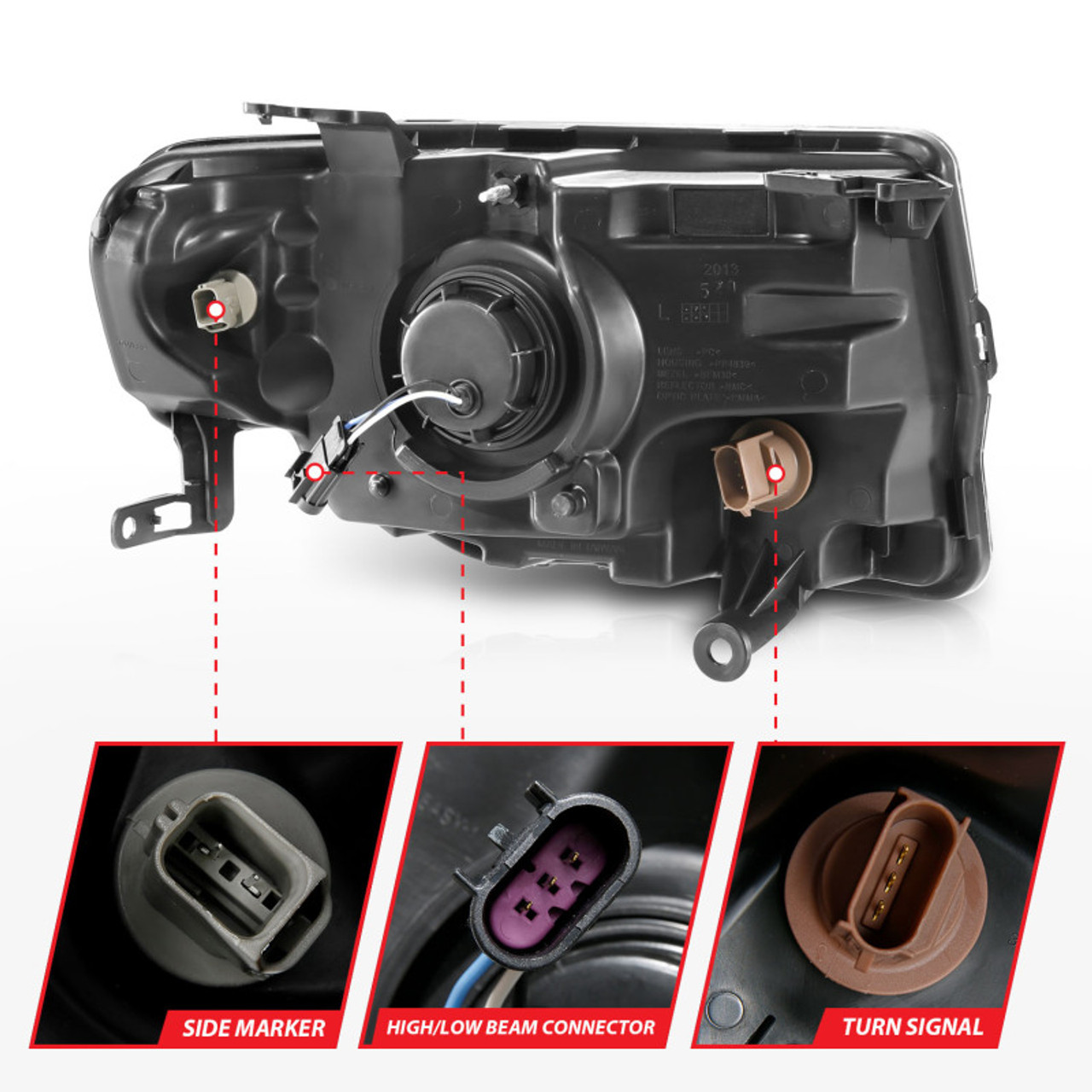 ANZO 2008-2012 Ford Escape Projector Headlights w/ Halo Black - 111355