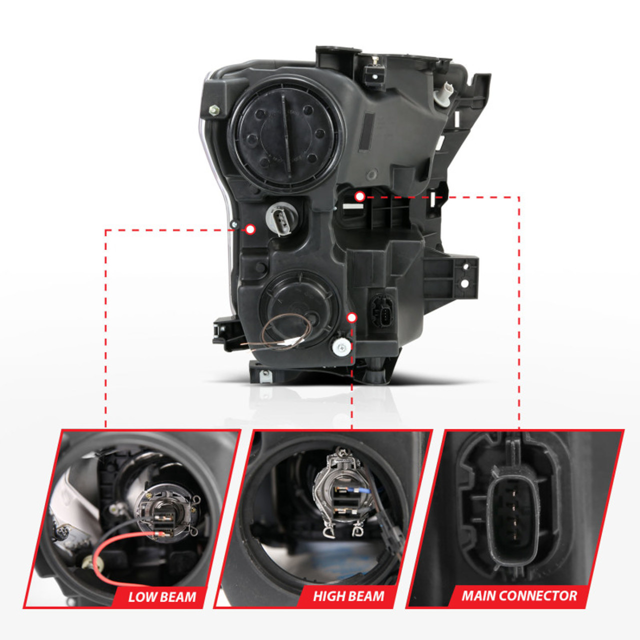 ANZO 2015-2017 Ford F-150 Projector Headlights w/ Plank Style Switchback Chrome w/ Amber - 111358