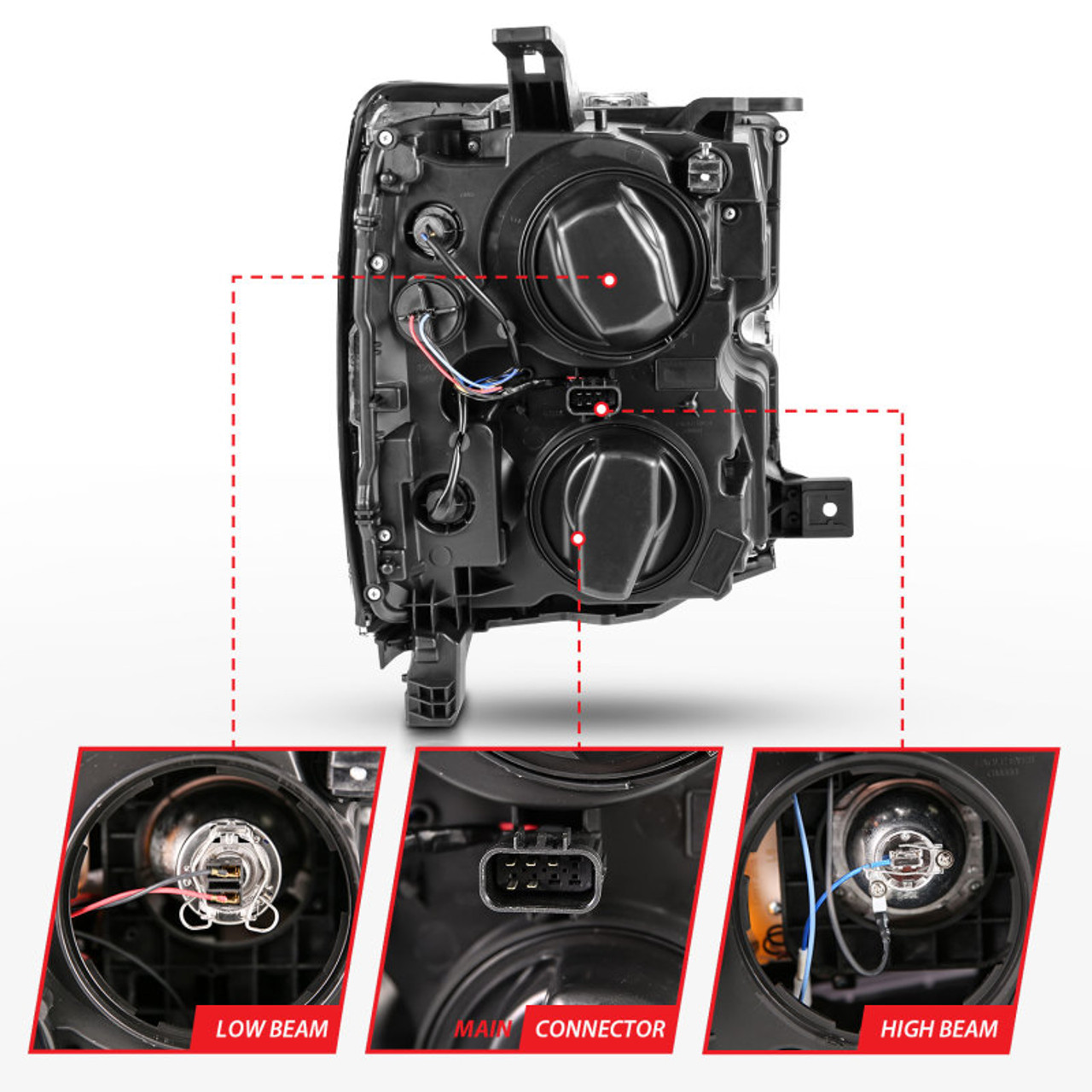ANZO 2015-2016 Chevrolet Silverado Projector Headlights w/ Plank Style Design Chrome w/ Amber - 111360