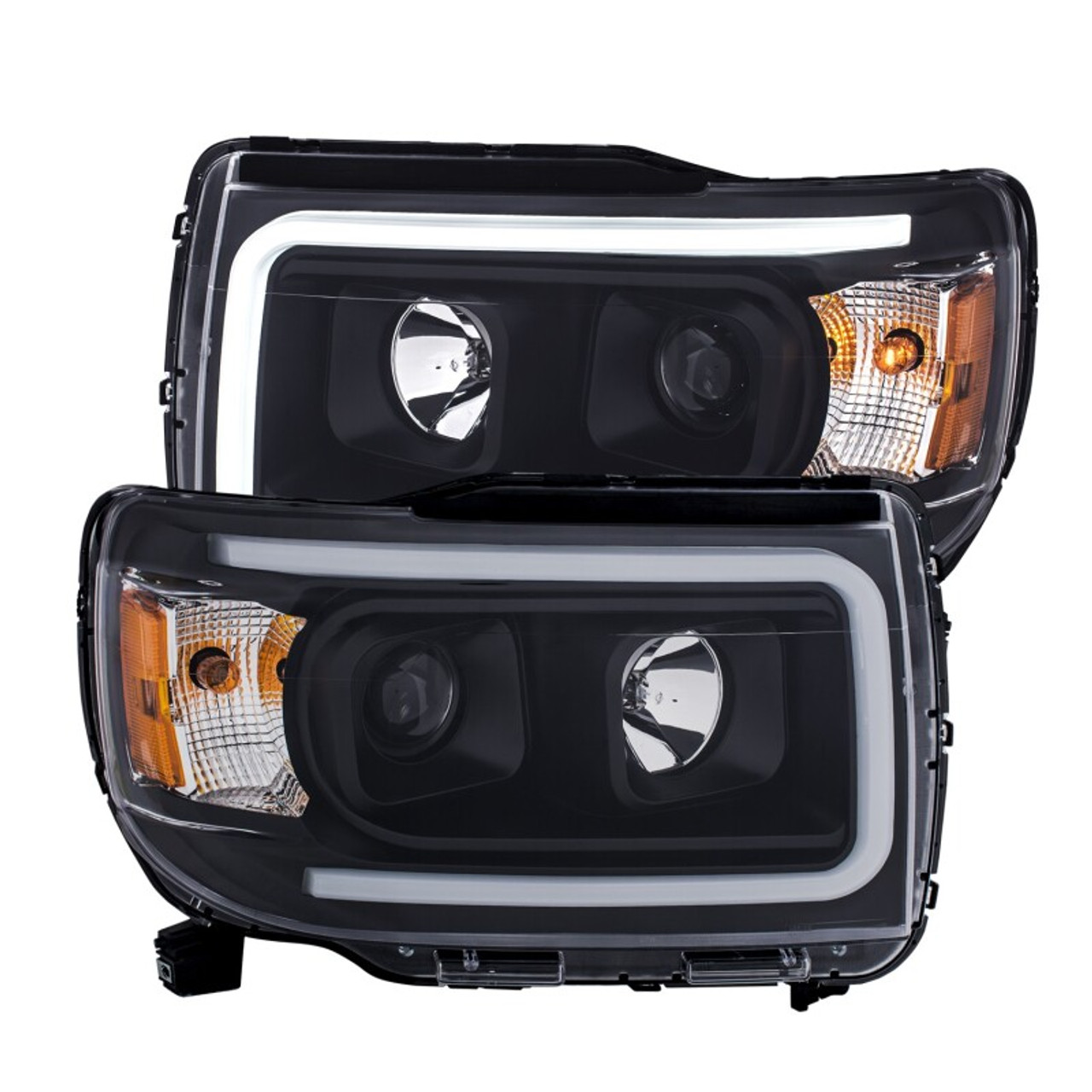 ANZO 2015+ GMC Canyon Projector Headlights w/ Plank Style Design Black w/ Amber - 111381