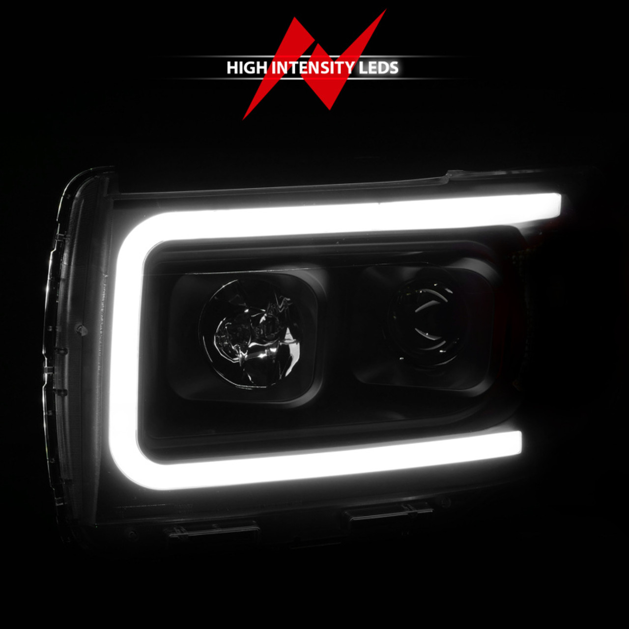 ANZO 2015+ GMC Canyon Projector Headlights w/ Plank Style Design Black w/ Amber - 111381