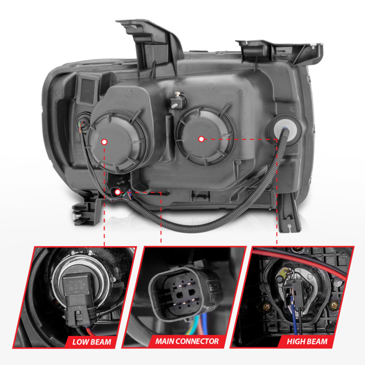 ANZO 2015+ GMC Canyon Projector Headlights w/ Plank Style Design Black w/ Amber - 111381