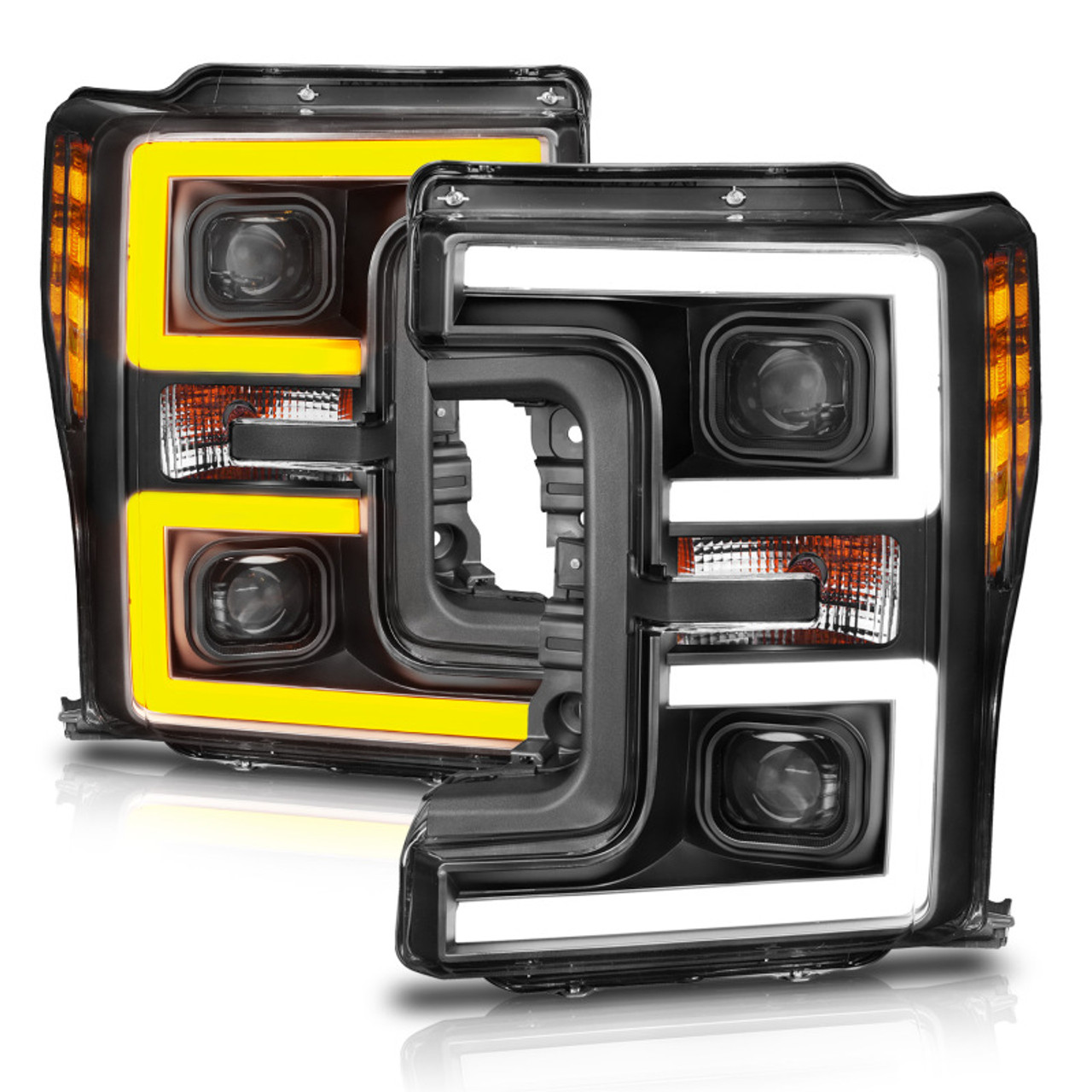 ANZO LED Headlights 17-18 Ford F-250 Super Duty Plank-Style L.E.D. Headlight Black (Pair) - 111388