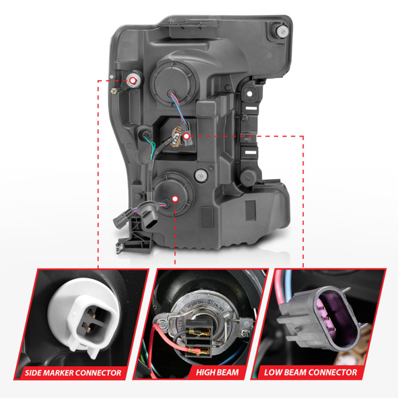 ANZO LED Headlights 17-18 Ford F-250 Super Duty Plank-Style L.E.D. Headlight Chrome (Pair) - 111389