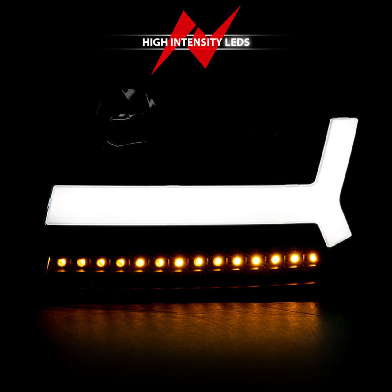 ANZO 2006-2009 Chevrolet Trailblazer Projector Headlights w/ Plank Style Design Black w/ Amber - 111390