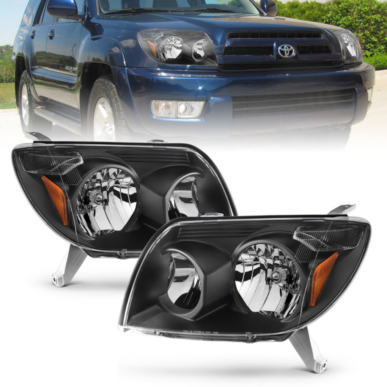ANZO 2003-2005 Toyota 4Runner Crystal Headlights Black - 111394