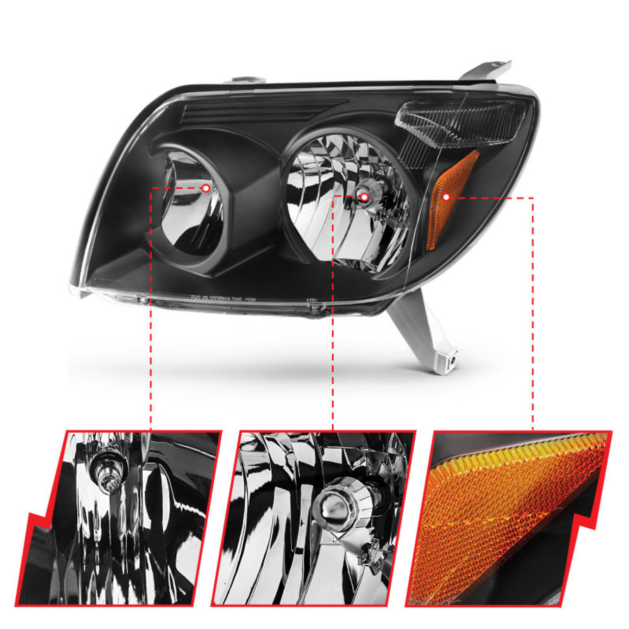 ANZO 2003-2005 Toyota 4Runner Crystal Headlights Black - 111394