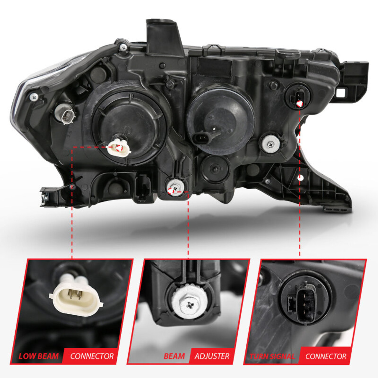 ANZO 2016-2017 Toyota Tacoma Projector Headlights w/ Plank Style Switchback Black w/ Amber - 111396