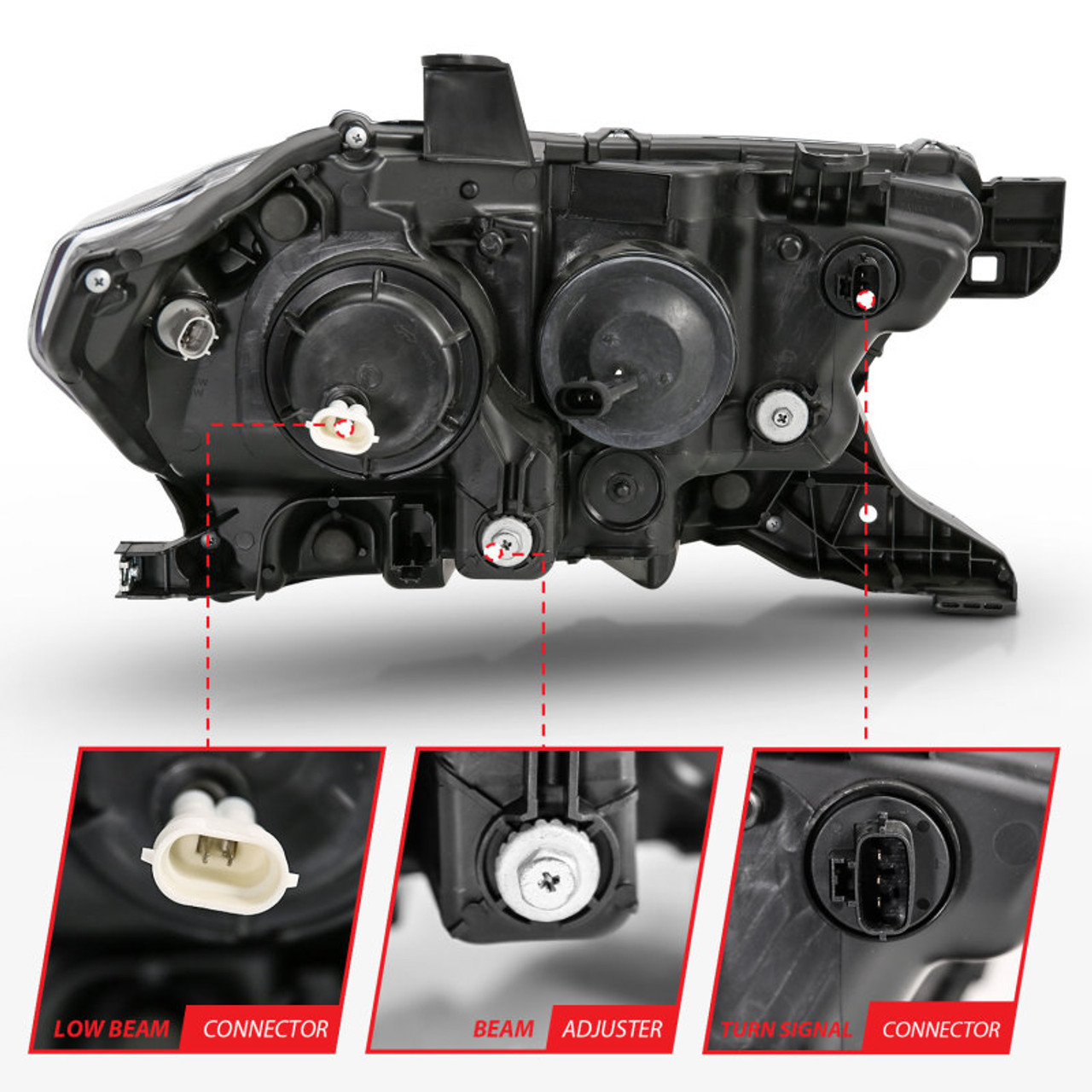 ANZO 2016-2017 Toyota Tacoma Projector Headlights w/ Plank Style Switchback Black w/ Amber - 111396