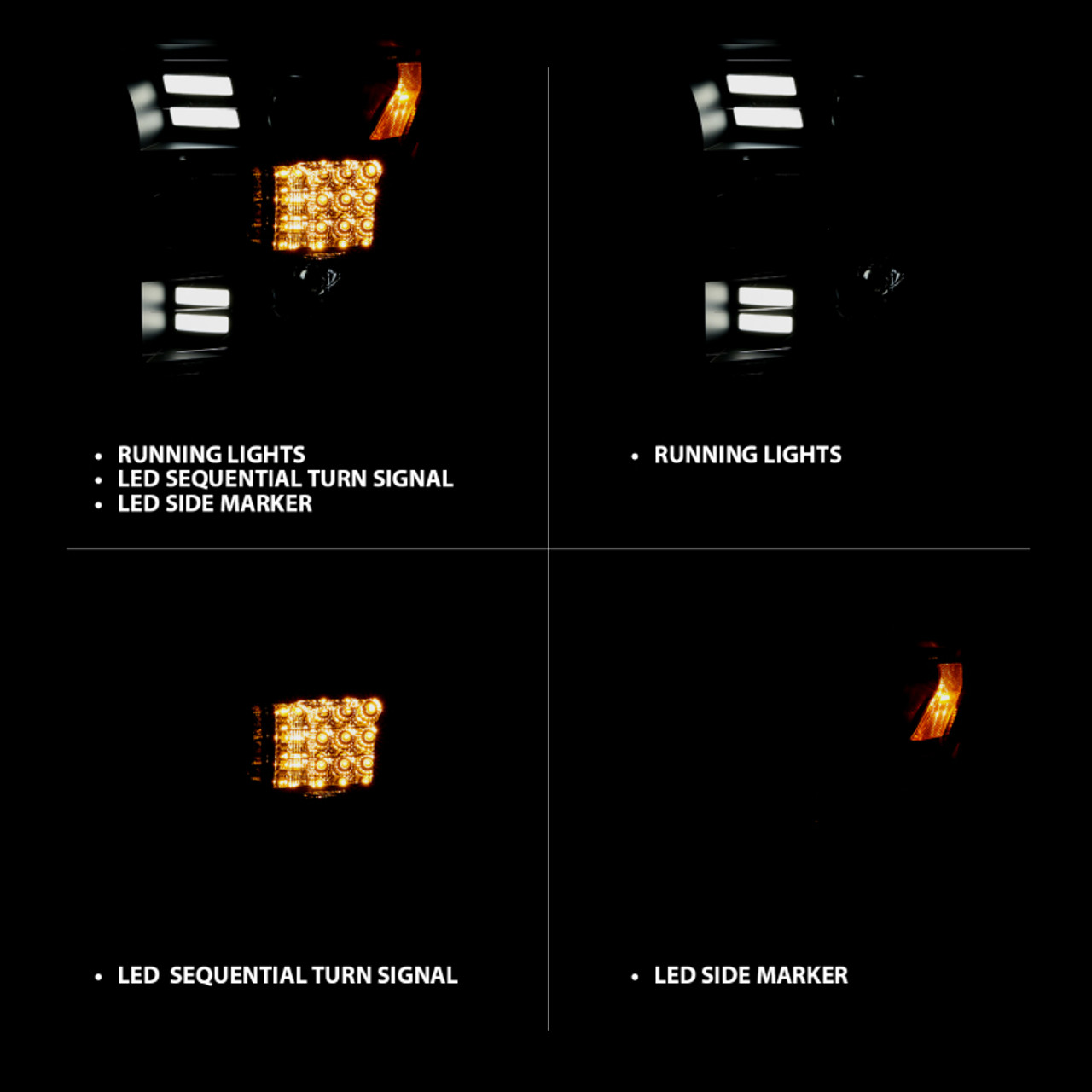 ANZO 15-17 Ford F-150 Project Headlights w/ Plank Style Design Black w/ Amber Sequential Turn Signal - 111408